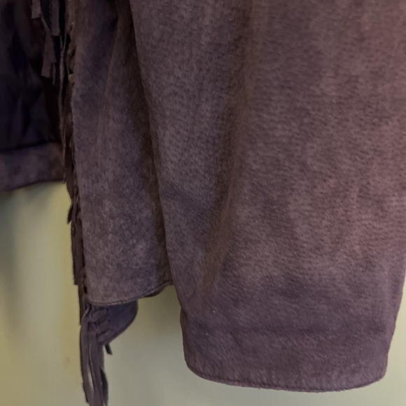 Dialogue Leather Jacket Womens 1X Plus Size Purple Seude Fringe‎ Western Boho - Picture 7 of 10